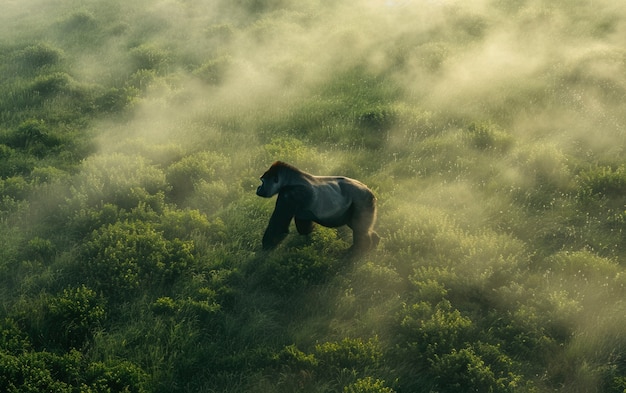 Free photo close up on beautiful gorilla in the wild