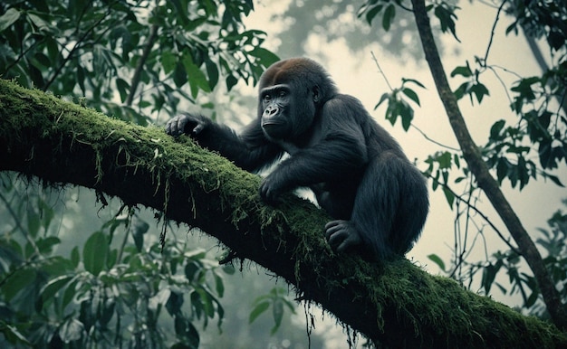 Free photo close up on beautiful gorilla in the wild