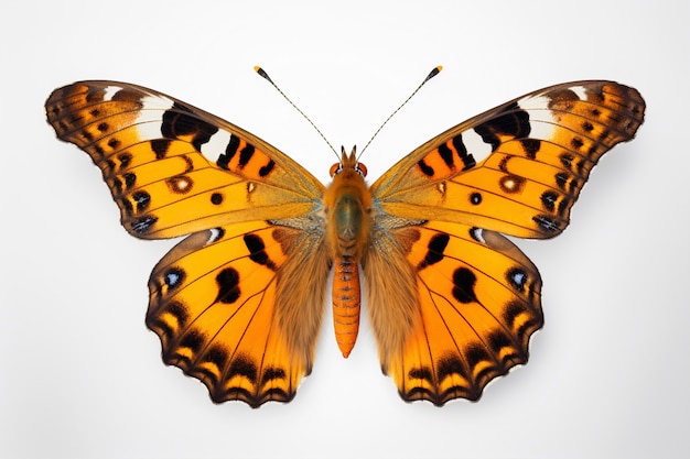 Close up on beautiful orange butterfly isolated