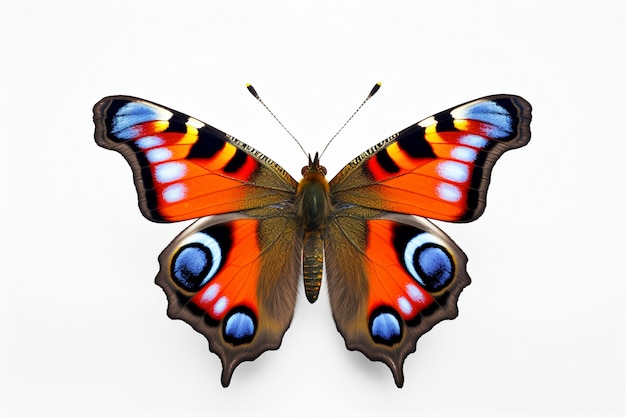 Free photo close up on beautiful orange butterfly isolated