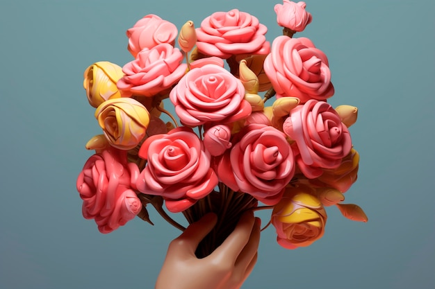 Close up on beautiful pink roses bouquet