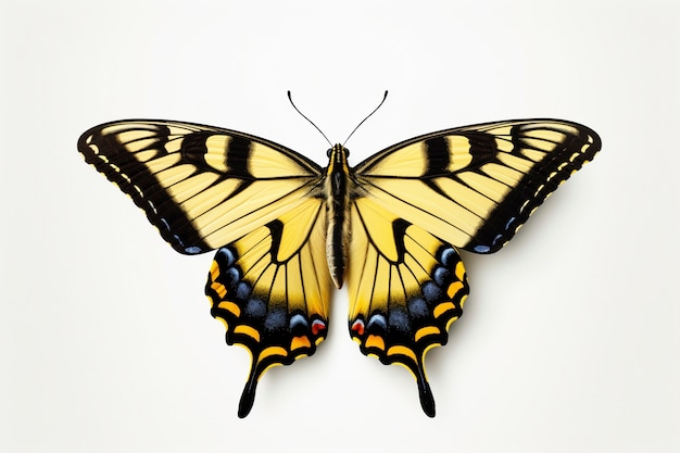 Free Photo close up on beautiful yellow butterfly isolated