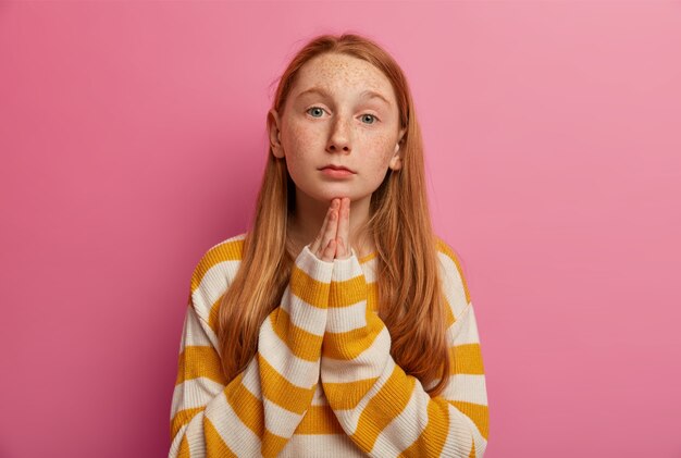 Close up on beautiful young girl isolated