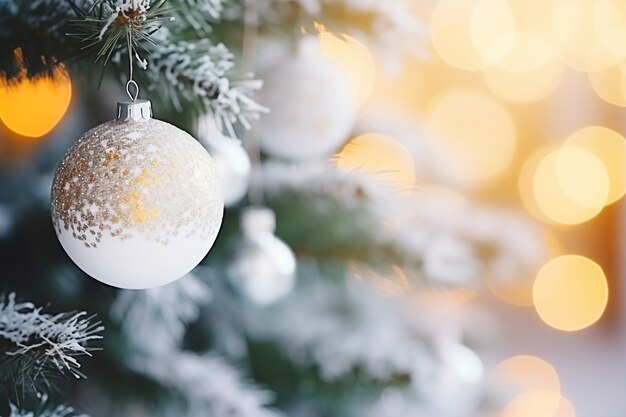 Close up on beautifully decorated christmas tree