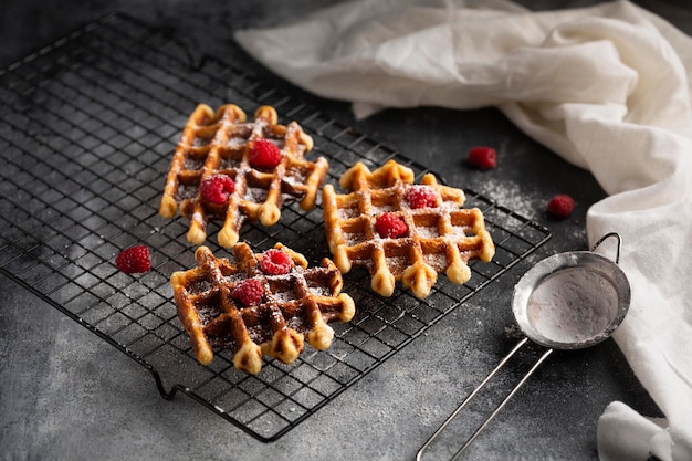 Free photo close-up belgian waffles