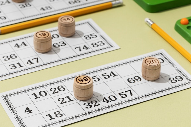 Close up on bingo game elements