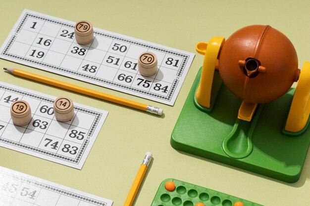 Close up on bingo game elements