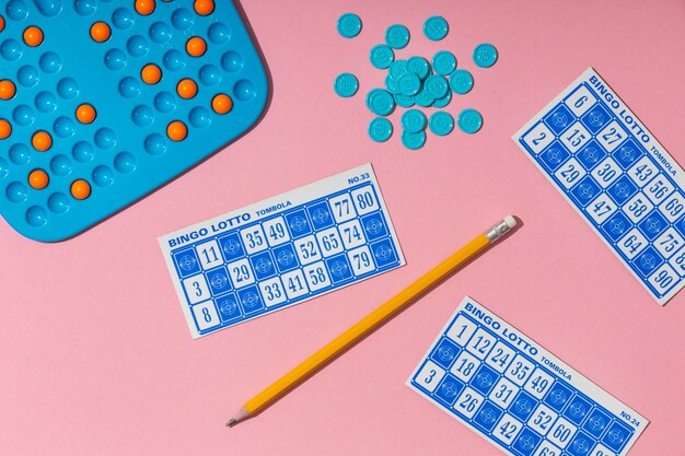 Close up on bingo game elements