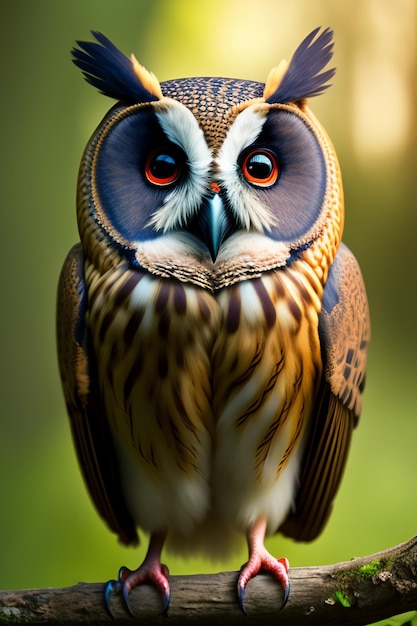 Free photo a close up of a bird with the word owl on it