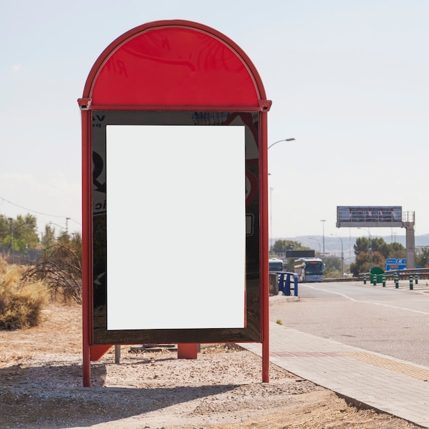 Close-up of blank billboard by the roadway