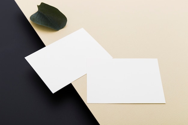 Free photo close-up blank business cards concept