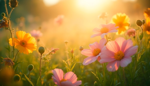 Free photo close up on blooming flower in nature