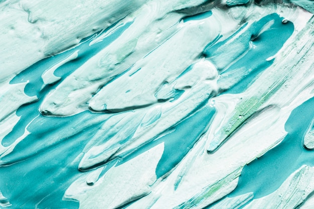 Close-up of blue paint brush strokes on surface