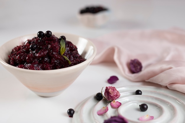 Free Photo close up on blueberry granita dessert