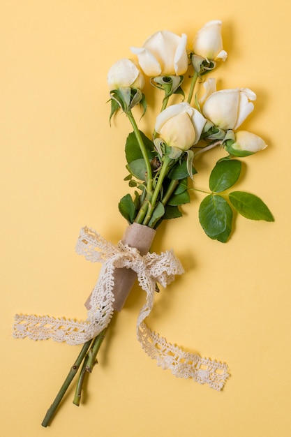 Close-up bouquet of white roses