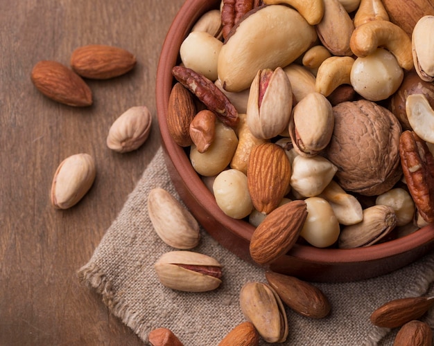 Close-up bowl filled with nuts