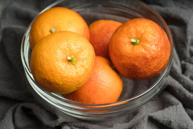 Close-up bowl with delicious oranges