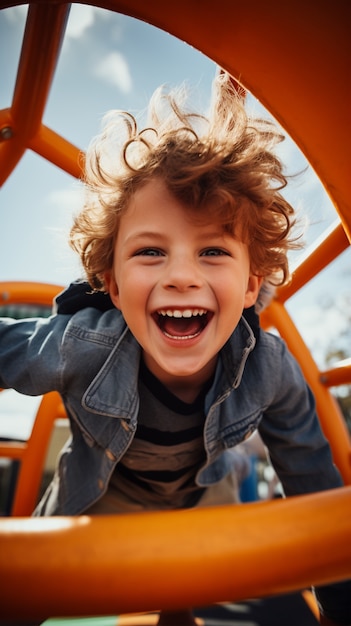 Free Photo close up on boy playing in kids park