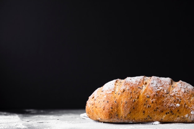 Close-up bread loaf with seeds