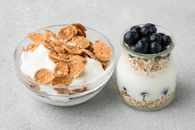 Close-up breakfast with cereals