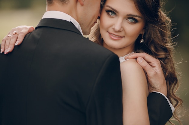 Close-up of bride with blue eyes