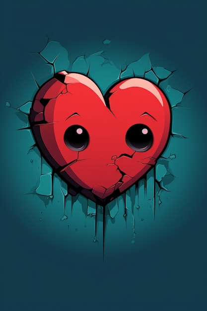 Free photo close up on broken heart cartoon