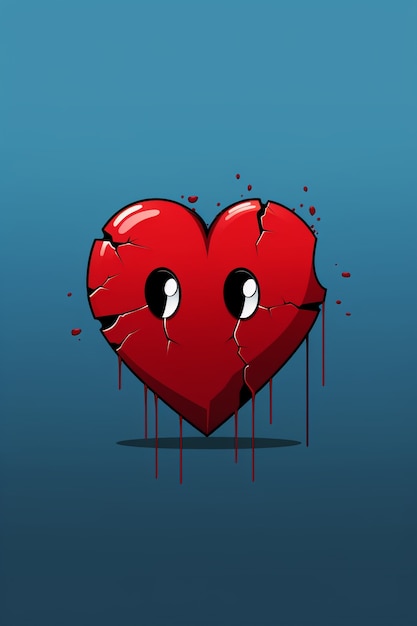 Free photo close up on broken heart cartoon