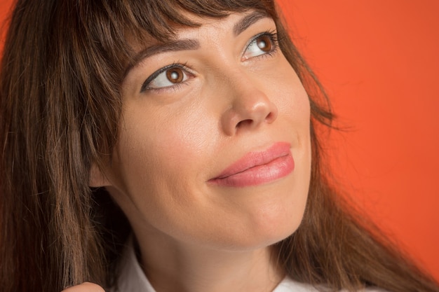 The close up Brown eyes on face of young beautiful caucasian girl