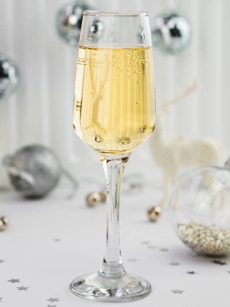 Close-up of bubbles in champagne glass