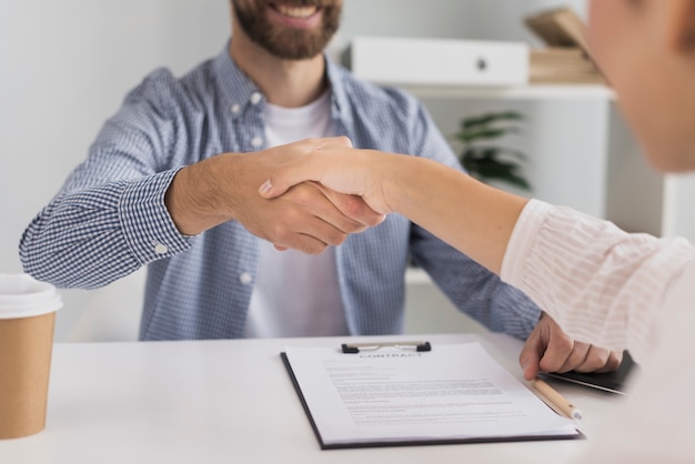 Close-up business meeting handshake