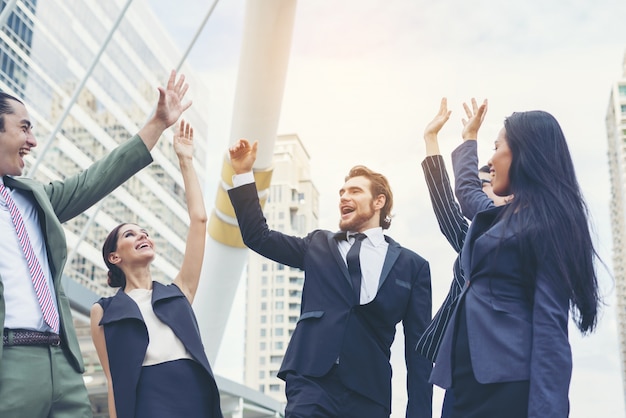 Free photo close up of business people hands together. teamwork concept.