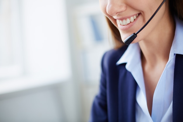 Close-up of a businesswoman with a big smile