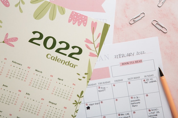 Free photo close up on calendar design