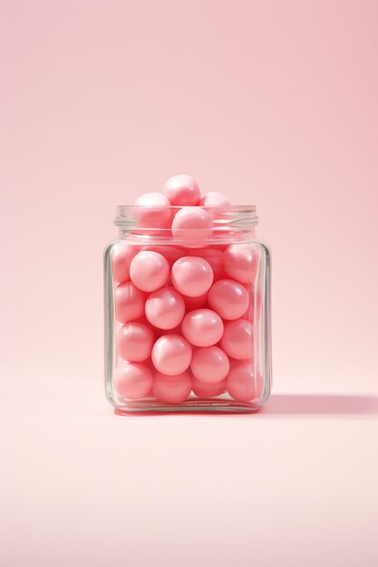 Close up on candies in jar