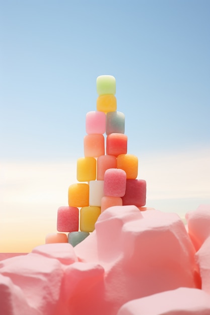 Free photo close up on candies pile