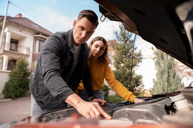 Close up on car care process