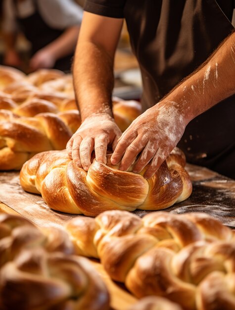 Close up on challah dish for hanukkah