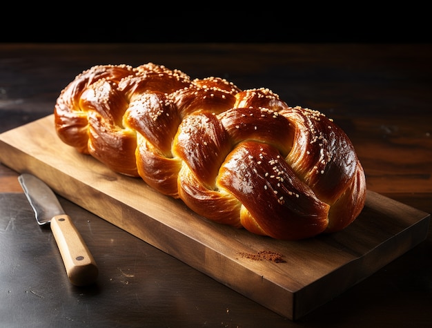 Free Photo close up on challah dish for hanukkah