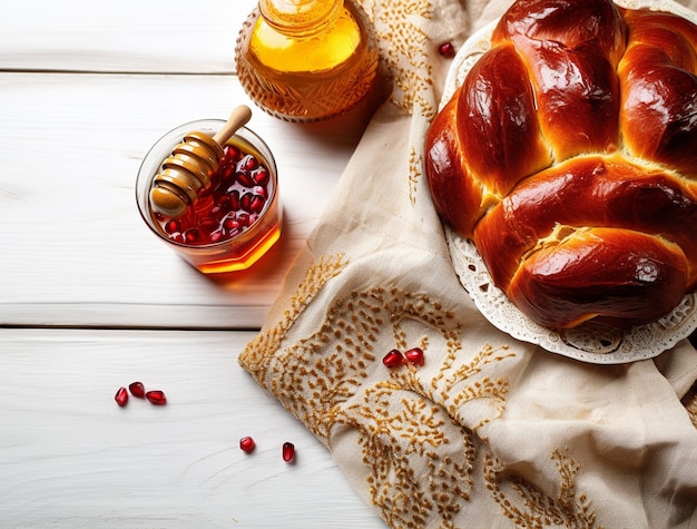 Close up on challah dish for hanukkah