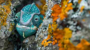 Free photo close up chameleon in nature