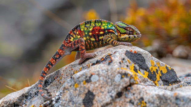 Free photo close up chameleon in nature