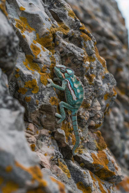 Free photo close up chameleon in nature