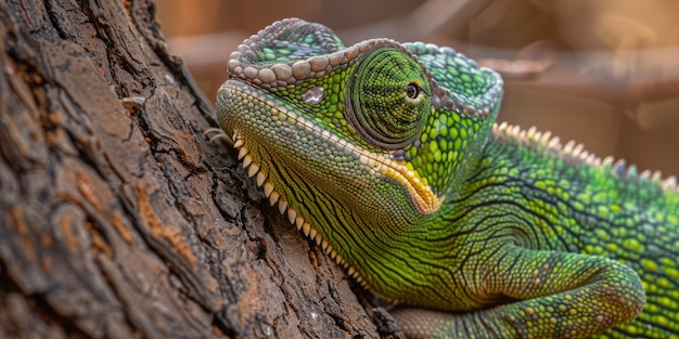 Free photo close up chameleon in nature