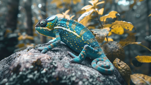 Free photo close up chameleon in nature