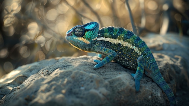 Close up chameleon in nature