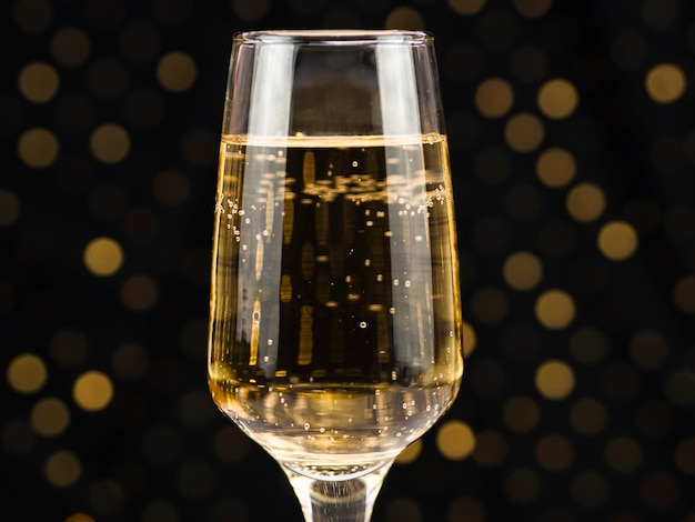 Close-up of champagne glass with bubbles