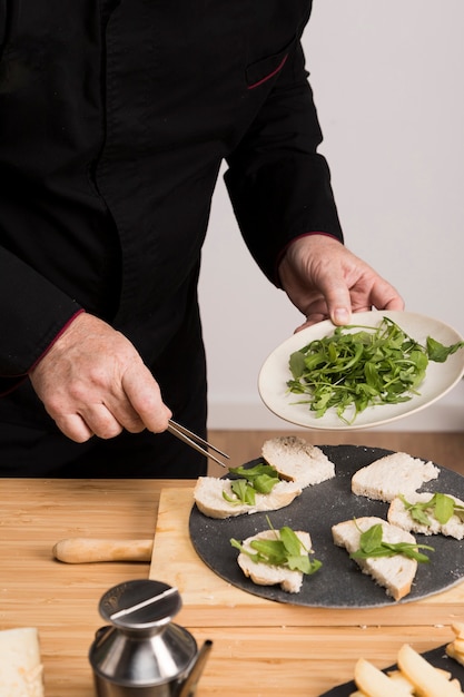 Close-up chef in the kitchen