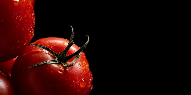 Close-up cherry tomatoes with copy-space