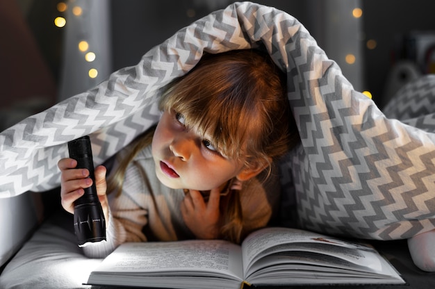 Close up on child playing in her room