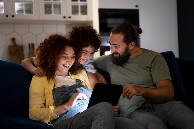 Close up on child spending time with parents